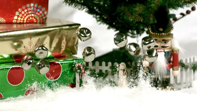 jingle bells falling in slow motion