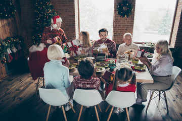 Noel morning gathering, meeting. Nice adorable cheerful joyful g