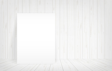 White canvas frame in room space background. Vector.
