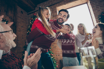 Low below angle view of noel morning couple gathering, tradition