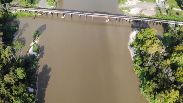 Drone Footage Of San Jacinto River At Hwy 59/Interstate 69