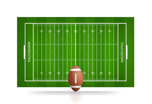 Football ball and football field background. Vector.