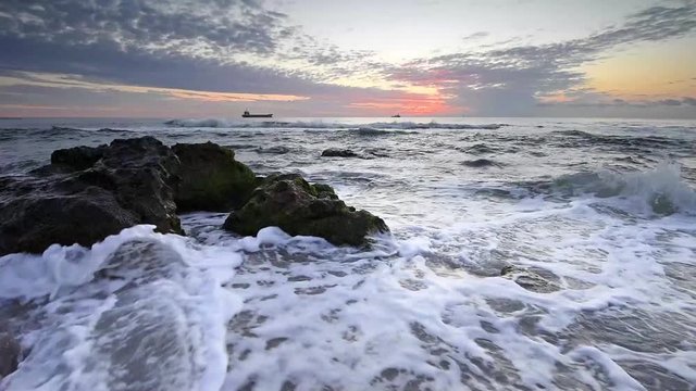 Video with beautiful morning view of the Black sea coast, Bulgaria
