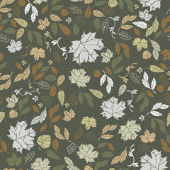 Vector seamless pattern of autumn leaves. Background for textile or book covers, wallpapers, design, graphic art, printing, hobby, invitation.