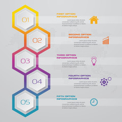 5 steps timeline infographic element. 5 steps infographic, vector banner can be used for workflow layout, diagram,presentation, education or any number option. EPS10.