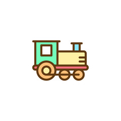 Train toy filled outline icon, line vector sign, linear colorful pictogram isolated on white. Locomotive toy symbol, logo illustration. Pixel perfect vector graphics