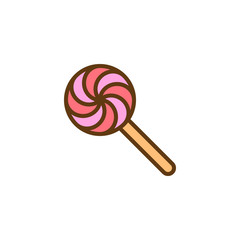 Lollipop filled outline icon, line vector sign, linear colorful pictogram isolated on white. Candy symbol, logo illustration. Pixel perfect vector graphics