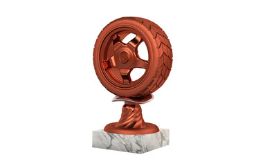 Obraz premium Sport Wheel Bronze Trophy with Marble Base
