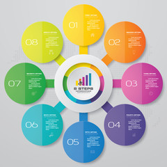 8 steps arrow infographics element template chart for presentation.