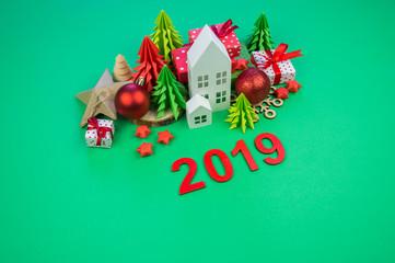 Decorative Christmas composition green background