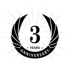 3 years anniversary. Elegant anniversary design. 3 years logo. 