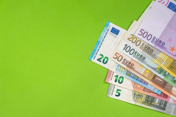 set of euro money isoalted on green
