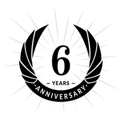 6 years anniversary. Elegant anniversary design. 6 years logo. 