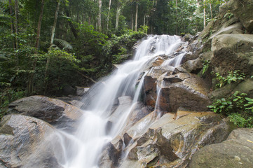 small waterfalls in tropical forest.