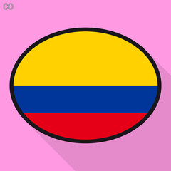 Obraz premium Colombia flag speech bubble, social media communication sign, flat business oval icon.