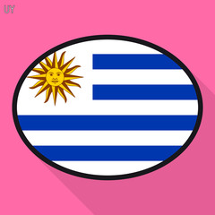 Obraz premium Uruguay flag speech bubble, social media communication sign, flat business oval icon.