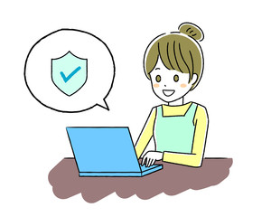 ノートパソコンと主婦