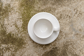 top view empty cup of espresso coffee