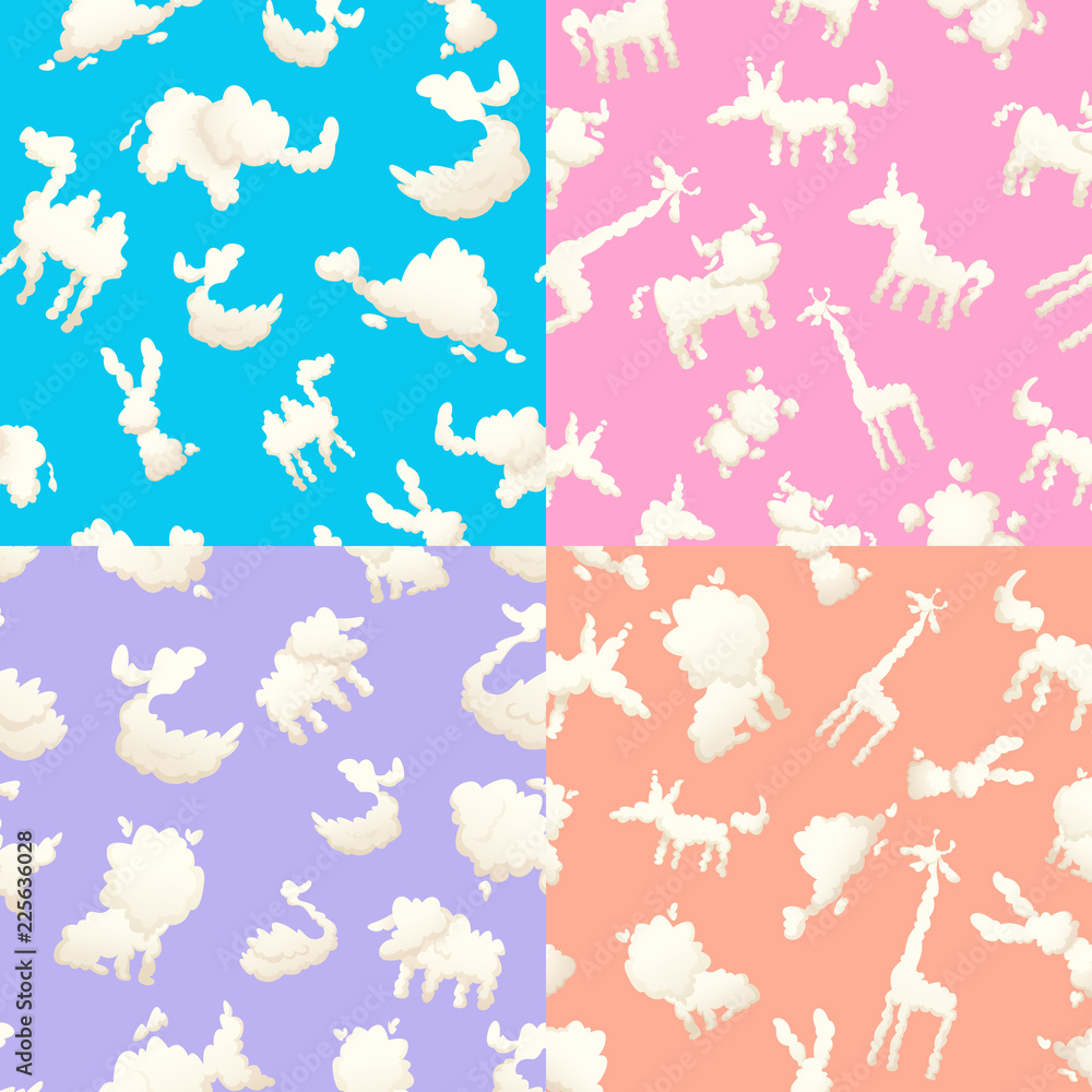 Poster weather patterns with clouds. seamless patterns with clouds of different shapes. background shape an