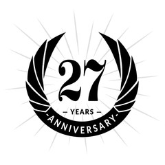 27 years anniversary. Elegant anniversary design. 27 years logo. 