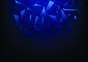 Abstract blue technology background with triangular and line , Vector illustration
