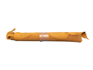 Mustard Nubuck leather isolated on a white background.