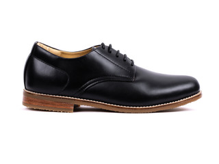 Men’s black shoes isolated on a white background.