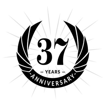 37 years anniversary. Elegant anniversary design. 37 years logo. 