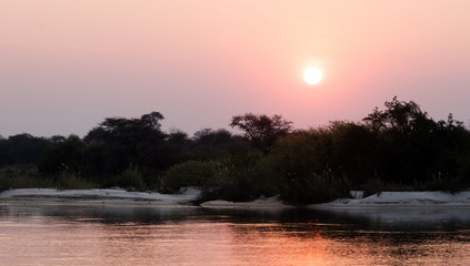 Pink sunset in the Makgadikgadi pans