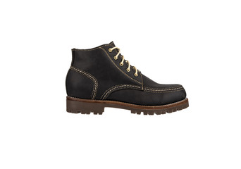 Men’s ankle boot  isolated on white background, side view , closed up