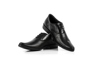 Men’s black shoes isolated on white background.