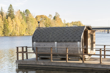 Sauna Floating on River
