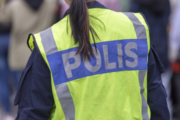 Female Swedish Police Officer's Back