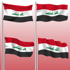 Set of Iraq textile waving flag isolated vector illustration