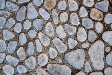 Old round stone blocks is on top