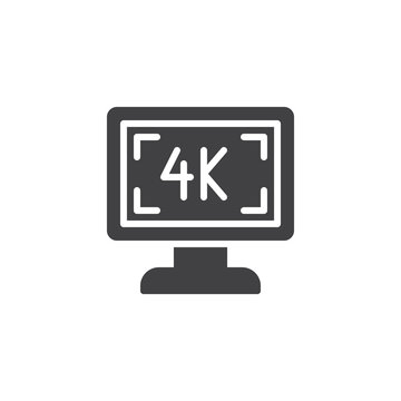 4k tv vector icon. filled flat sign for mobile concept and web design. 4K screen simple solid icon. Symbol, logo illustration. Pixel perfect vector graphics