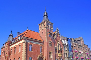 Obraz premium Altstadt von KEVELAER am Niederrhein mit alten Rathaus links