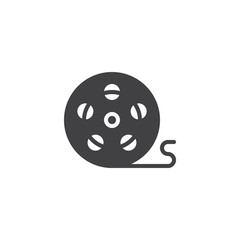 Fototapeta premium Film reel vector icon. filled flat sign for mobile concept and web design. film bobbin simple solid icon. Symbol, logo illustration. Pixel perfect vector graphics