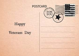 Happy Veterans Day Postcard. 11th of November.