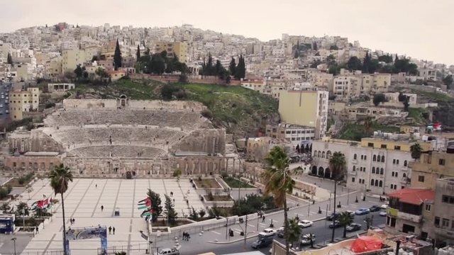 roman amphitheater Amman Jordan time-lapse