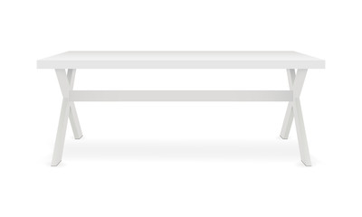 White dinner table mock up - front view. Vector illustration