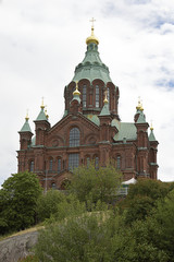 Fototapeta na wymiar Uspenski Orthodox Cathedral in Helsinki, Finland