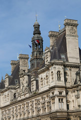 Fototapeta na wymiar Town hall of Paris called Hotel de Ville in french language
