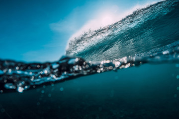 Barrel wave crashing in ocean. Wave for surfing
