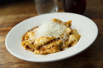 Pasta Bolognese with cheese