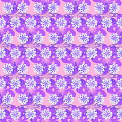 Floral seamless pattern for fabric design, pastel purple-pink color for  design for children's apparel
