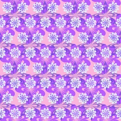Schilderijen op glas Floral seamless pattern for fabric design, pastel purple-pink color for  design for children's apparel © Valentina