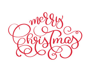 Obraz na płótnie Canvas Merry Christmas red vector vintage text. Calligraphic Lettering design card template. Creative typography for Holiday Greeting Gift Poster. Calligraphy Font style Banner isolated on white background