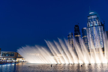 Dubai mall fountain show at night