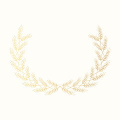 Golden award laurel wreath for beer label design. Winner frame. Vector isolated.